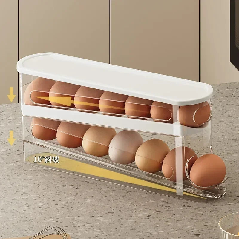 Bilayer Automatic Rolling Egg Organizer